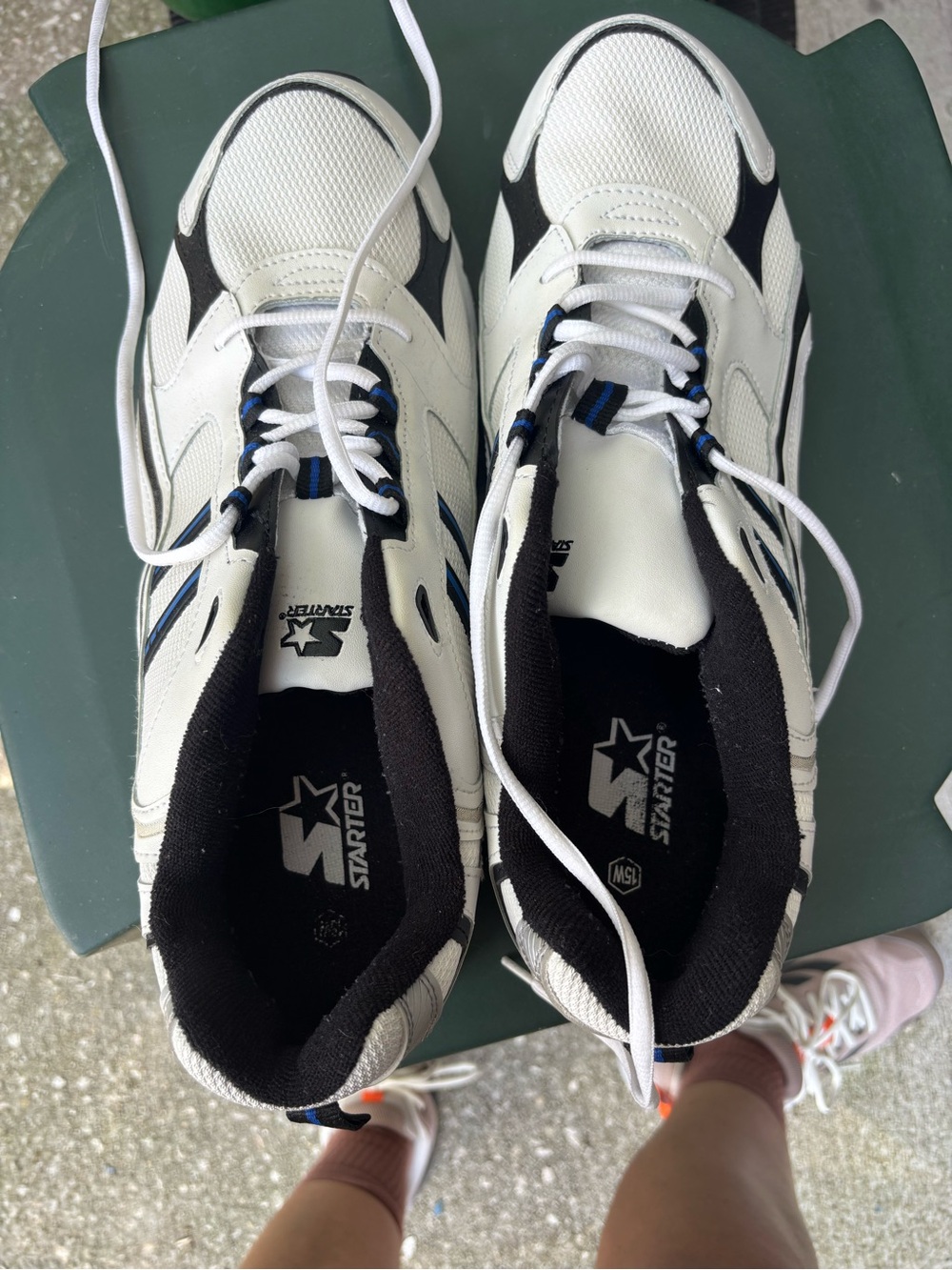 STARTER White and Black Men’s Athletic Sneakers with Blue Accents